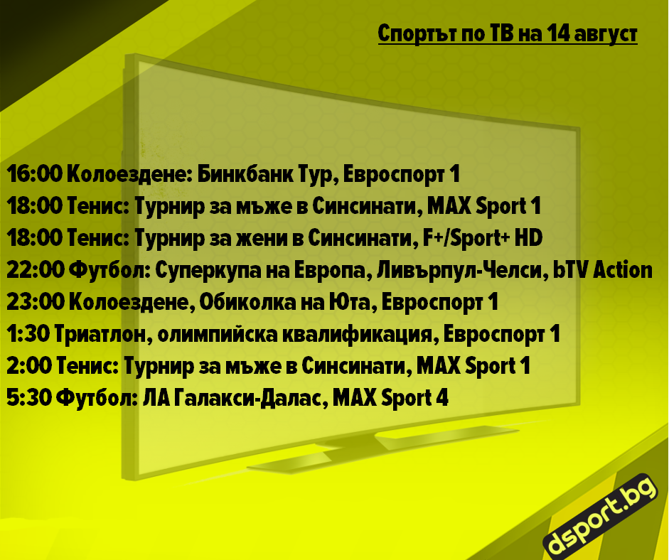 Спортът по ТВ на 14 август