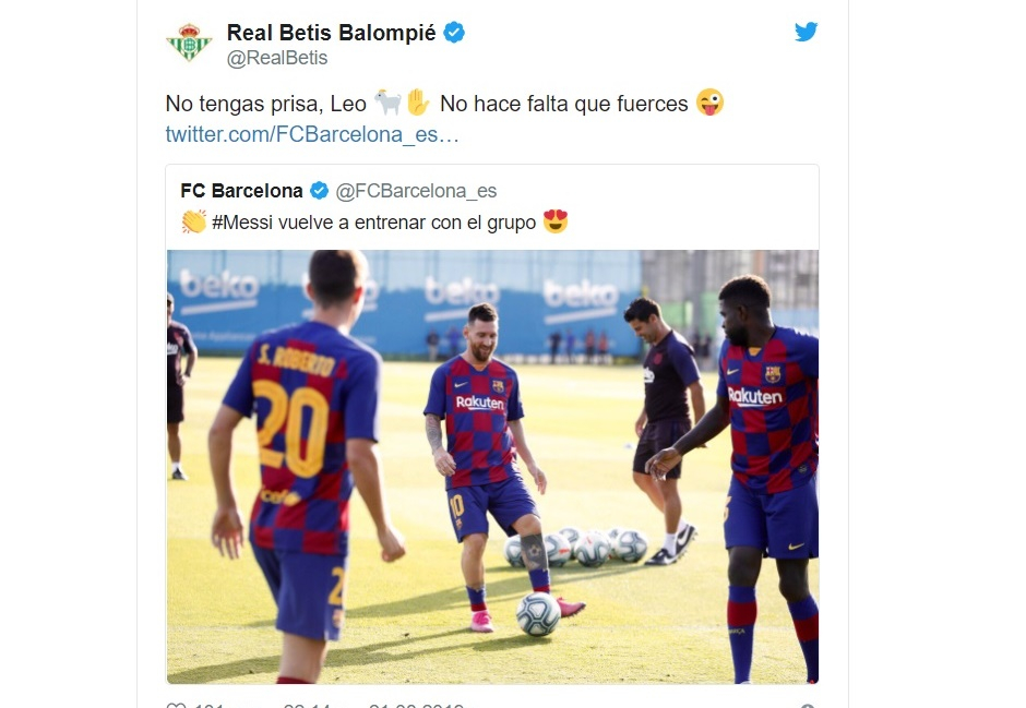 Бетис моли Меси да не бърза да се връща в игра