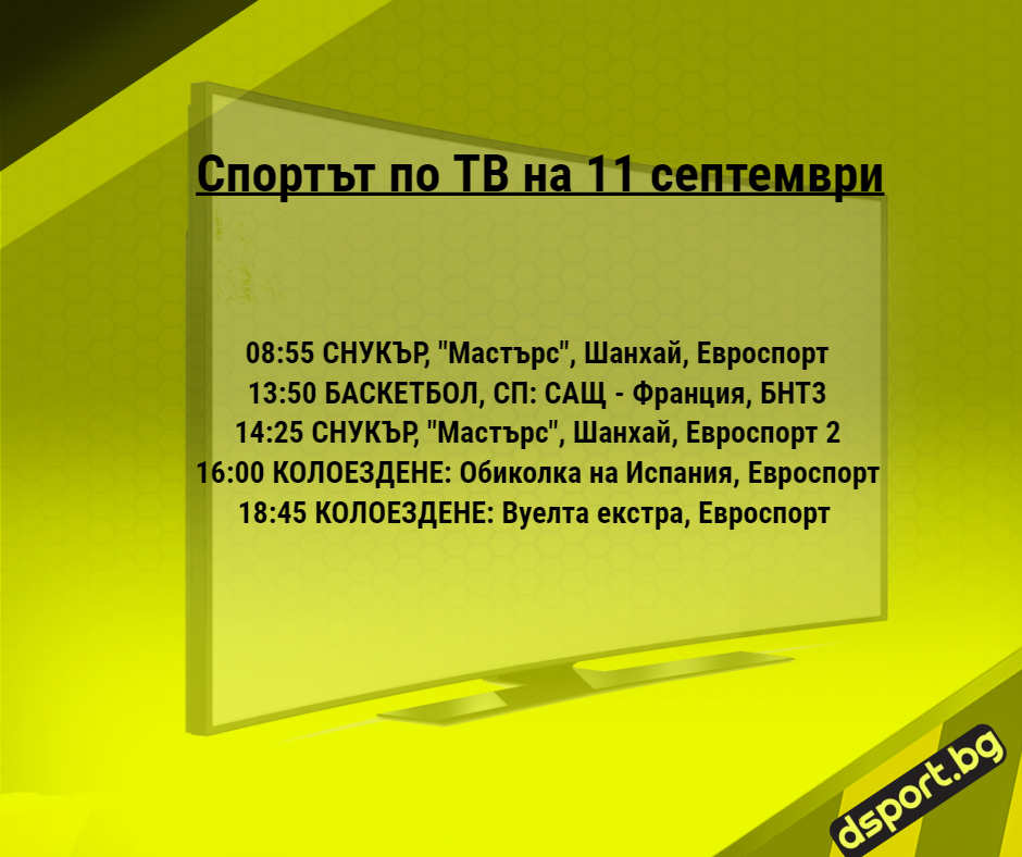 Спортът по ТВ на 11 септември - Спортът по ТВ