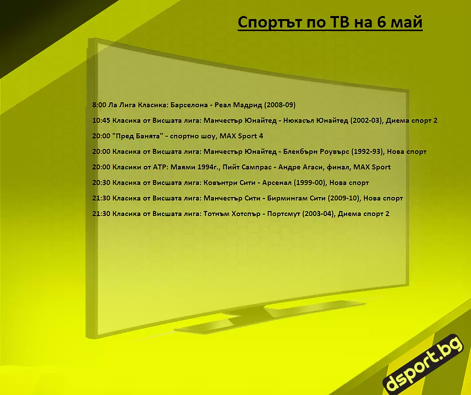 Спортът по ТВ на 6 май - Спортът по ТВ