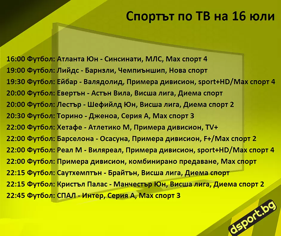 Спортът по ТВ на 16 юли - Спортът по ТВ