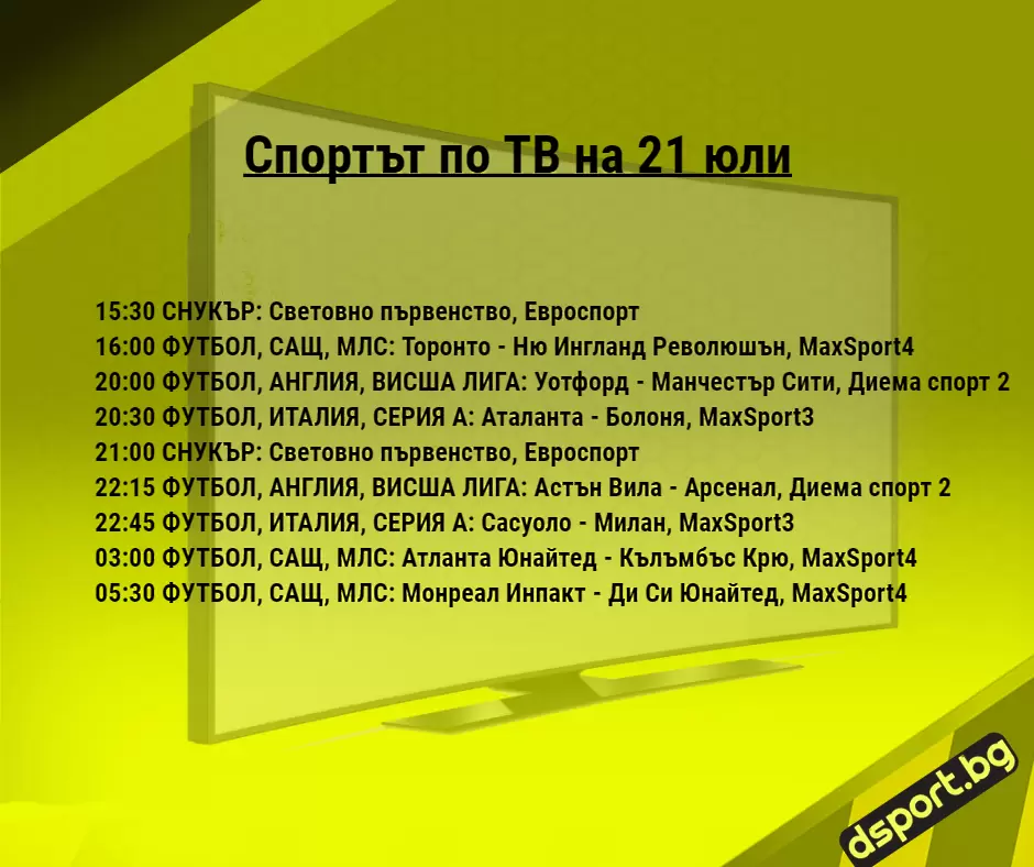 Спортът по ТВ на 21 юли - Спортът по ТВ