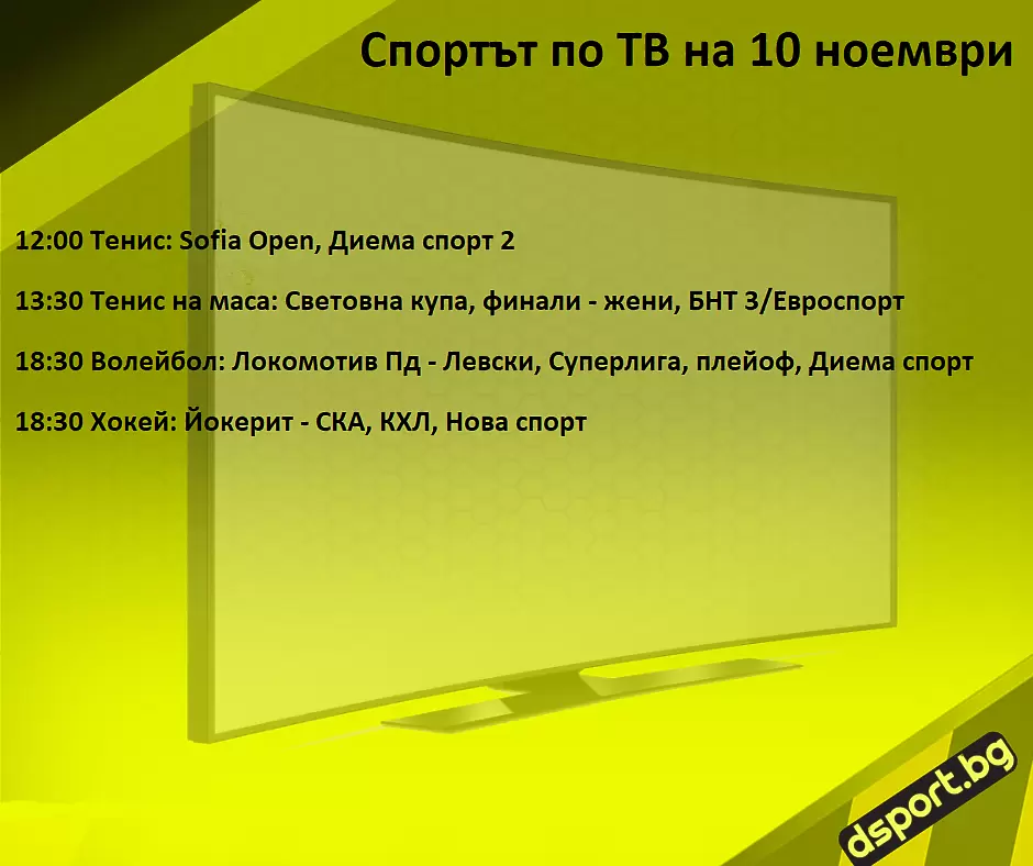 Спортът по ТВ на 10 ноември - Спортът по ТВ
