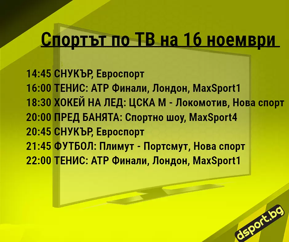 Спортът по ТВ на 16 ноември - Спортът по ТВ