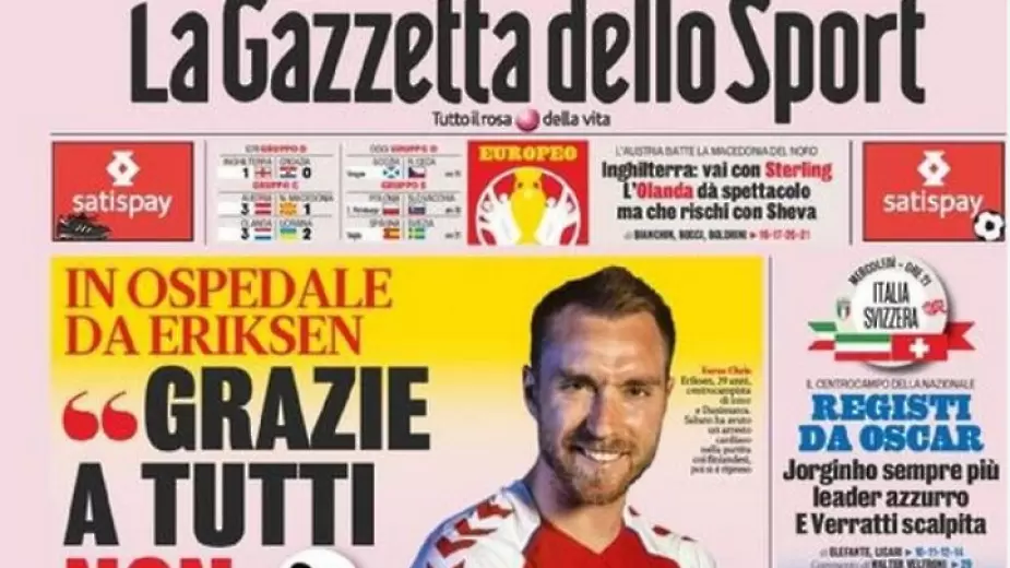 Кристиан Ериксен изпрати послание от болницата в Копенхаген