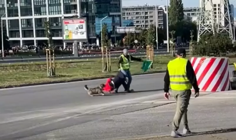 Горкото кученце... едва не сгазиха мъж и любимеца му на състезание в София (ВИДЕО)