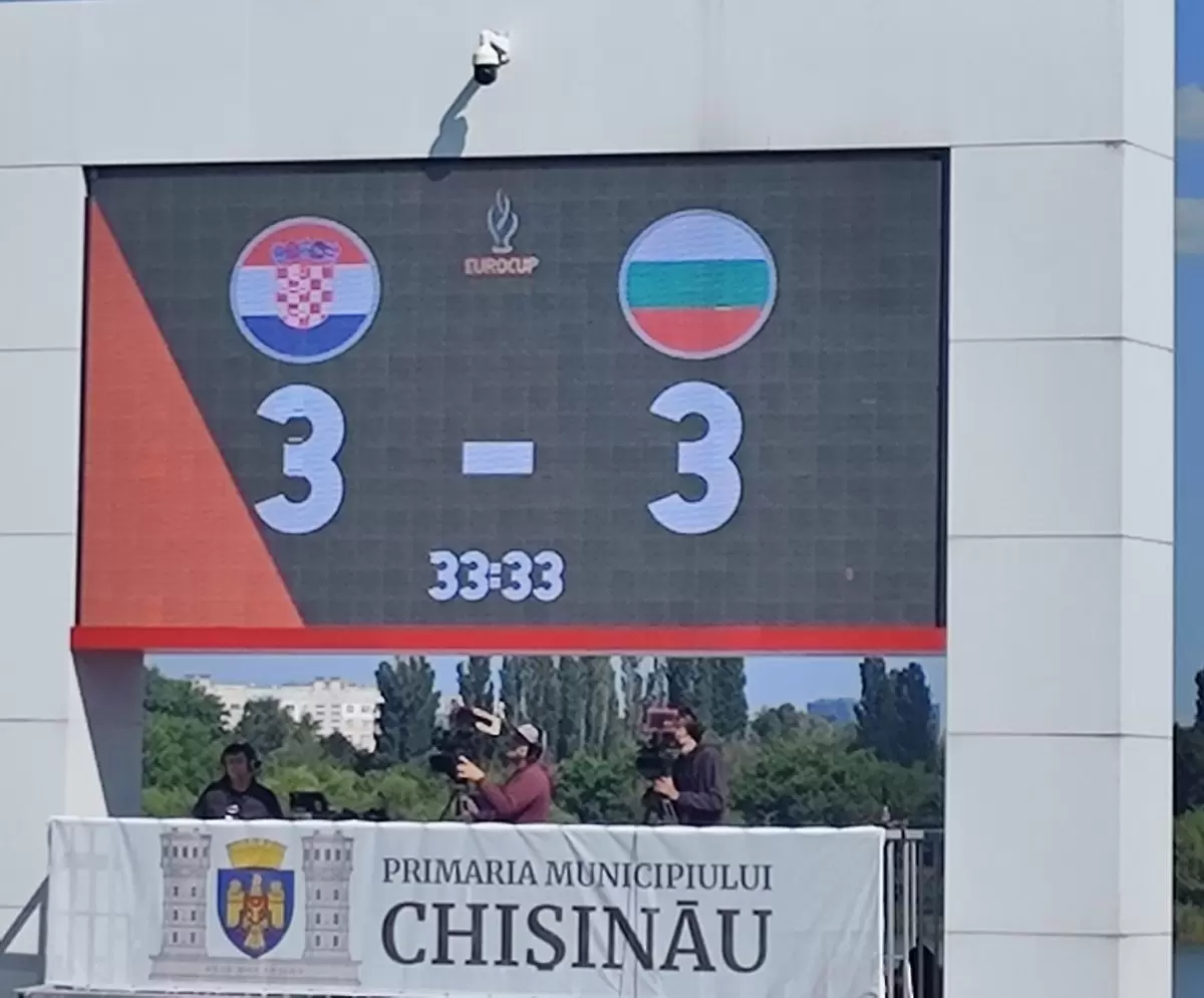 Таблото на мача Хърватия - България на Европейското по минифутбол Socca 6