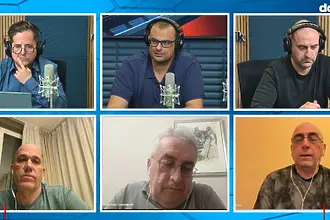 Коментарно студио след победата на България над Грузия