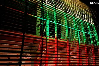 В цветовете на трибагреника: ЦСКА отново тества осветлението на новия стадион (ВИДЕО)