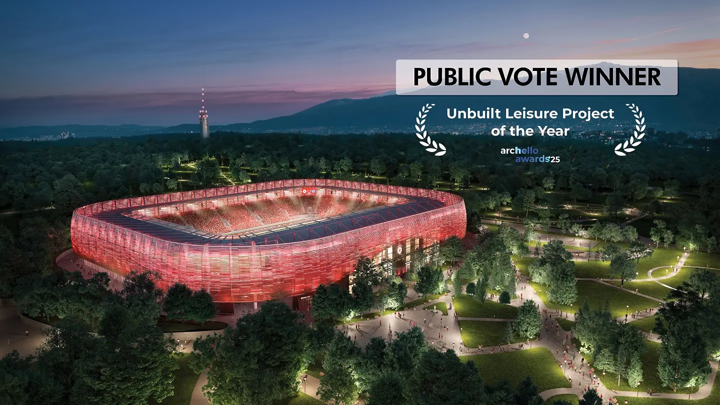 Проектът за реконструкция на стадион „Българска армия“ стана победител в Archello Awards 2025