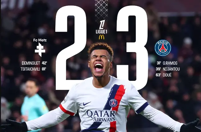ПСЖ пречупи Метц и оглави Лига 1