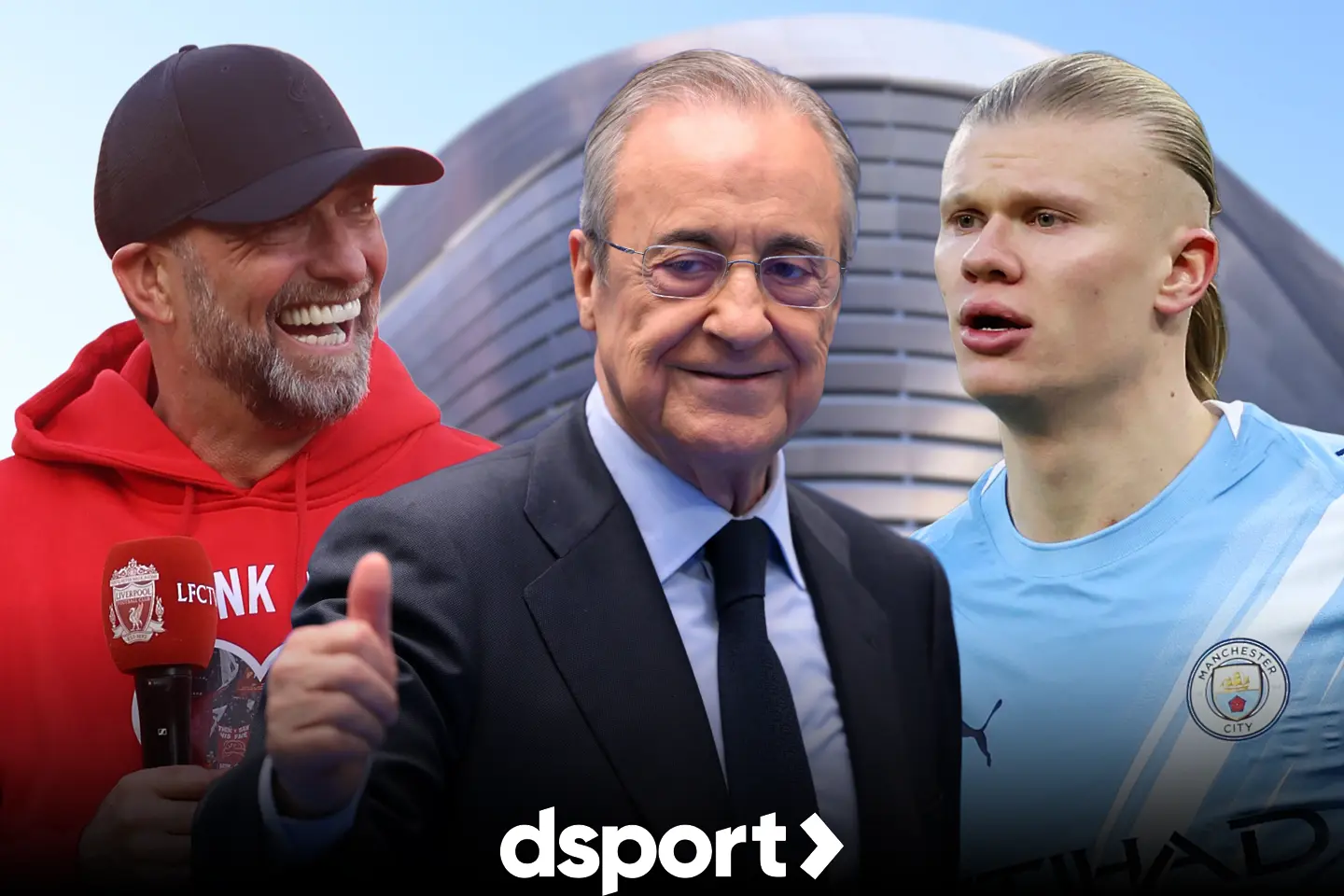 Юрген Клоп, Флорентино Перес, Ерлинг Холанд / СНИМКИ: Getty Images; КОЛАЖ: Dsport.bg