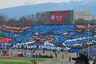 Привържениците на Левски издигнаха бик в Сектор „Б“