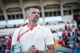Спортният директор на ЦСКА - Валентин Илиев, говори пред медиите с...