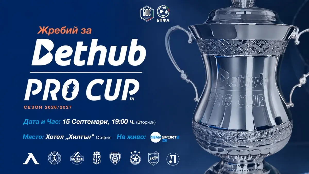 Очаквайте на живо: Жребият за Bethub Pro Cup Купа на елита